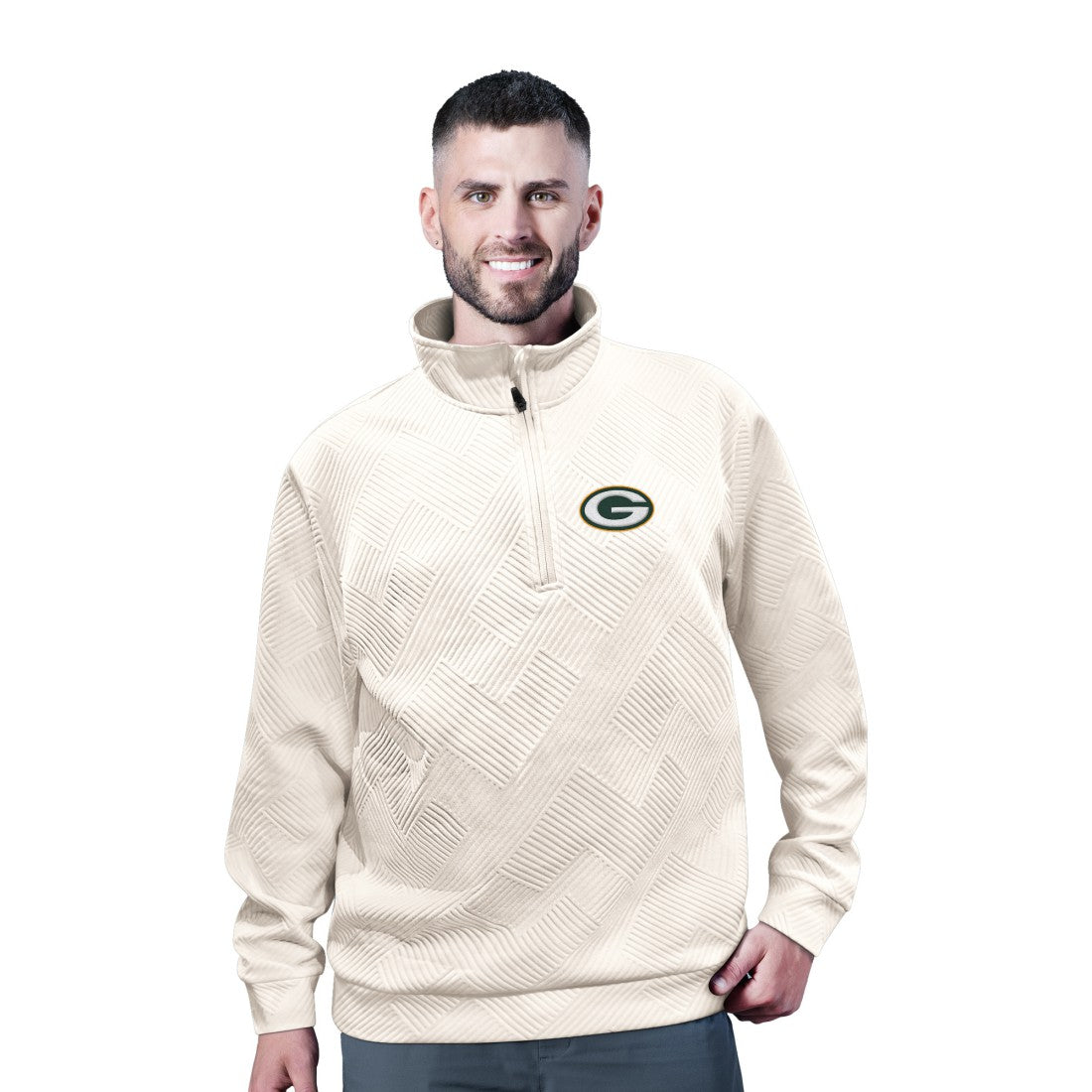 Green Bay Packers MSX by Michael Strahan Cross Training Half-Zip Pullover - White on sale