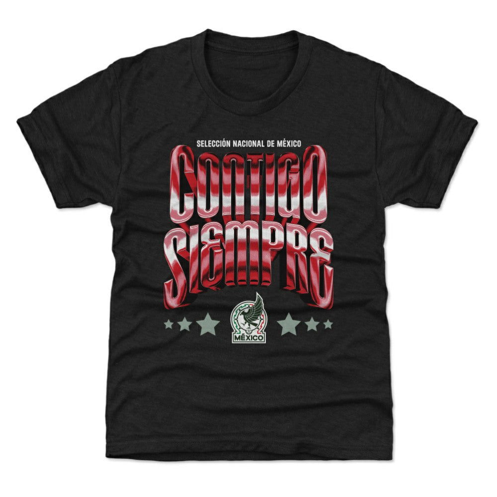 Mexico National Team 500 Level Youth Contigo Siempre Vintage T-Shirt - Black shop