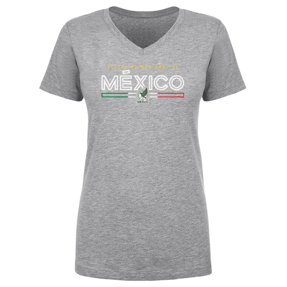 Mexico National Team 500 Level Women's Inline V-Neck T-Shirt - Heather Gray for sale