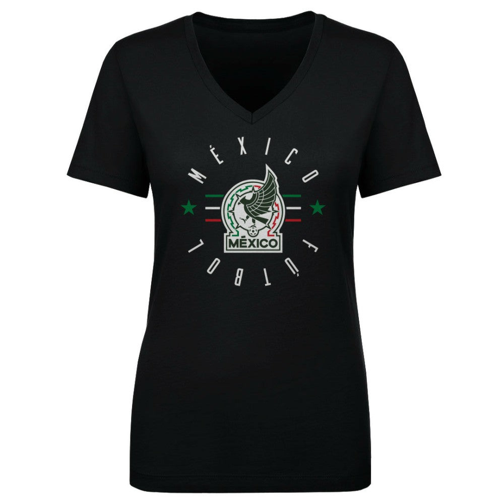Mexico National Team 500 Level Women's Futbol V-Neck T-Shirt - Black shop