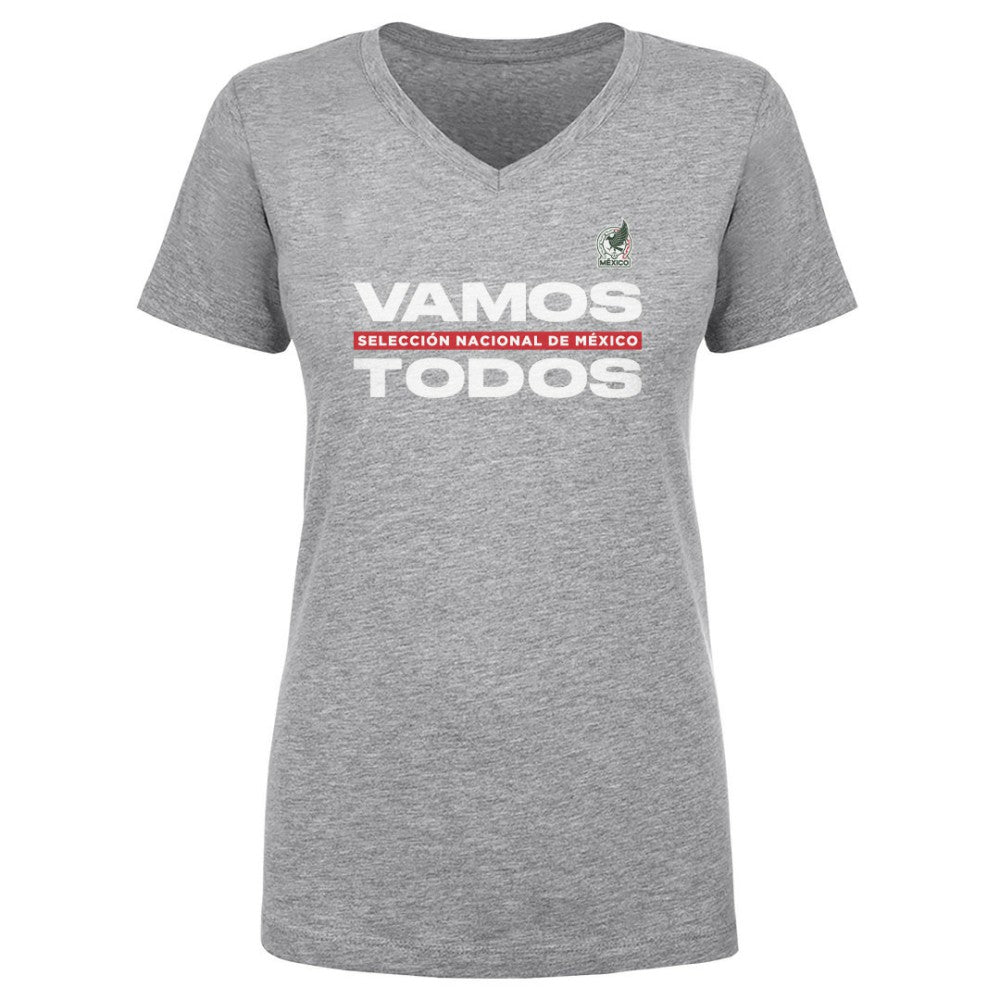 Mexico National Team 500 Level Women's Vamos Todos V-Neck T-Shirt - Heather Gray sale