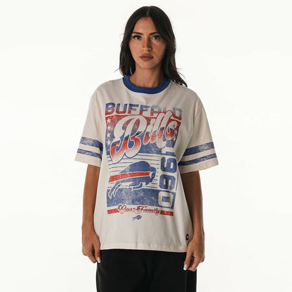Buffalo Bills The Wild Collective Women's Vintage Drop Shoulder Oversized Boyfriend T-Shirt - Cream cheap