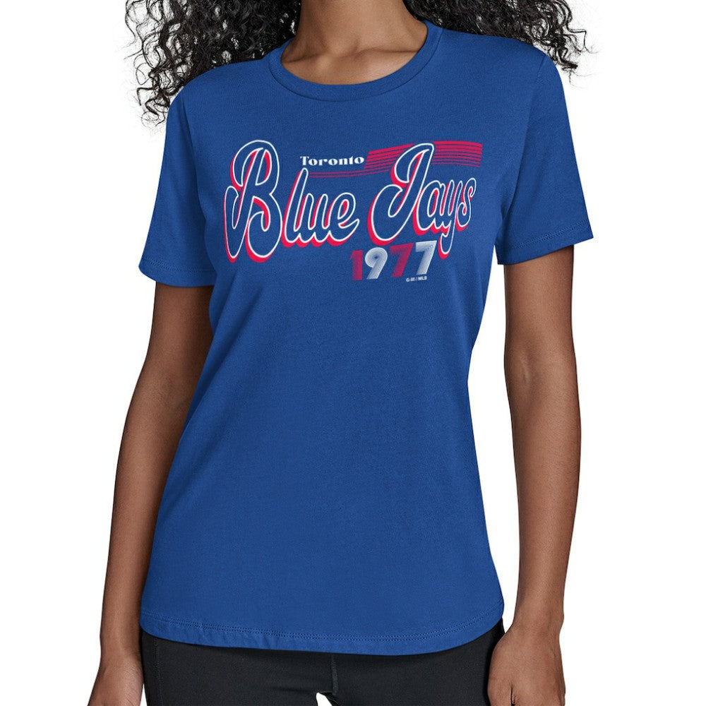 Toronto Blue Jays Starter Women's Groovy Script Team Fitted T-Shirt - Royal