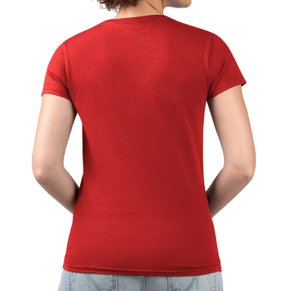Washington Nationals G-III 4Her by Carl Banks Women's Super-Slim Fit Lightweight Pinstripe Circle V-Neck T-Shirt - Red