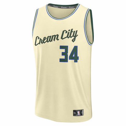 Giannis Antetokounmpo Milwaukee Bucks 2025/26 City Edition Fast Break Jersey - Cream | Fanatics outlet