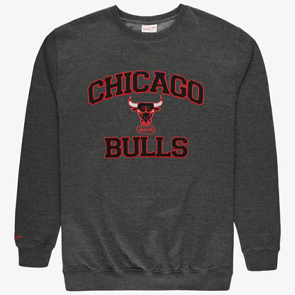 Chicago Bulls Hardwood Classics Big & Tall Crewneck Sweatshirt - Heather Charcoal | Mitchell & Ness outlet