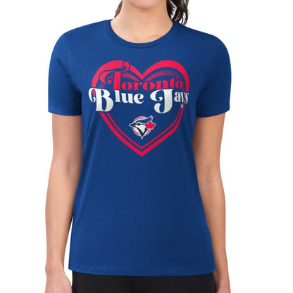 Toronto Blue Jays G-III 4Her by Carl Banks Women's Super-Slim Fit Lightweight Double Heart T-Shirt - Royal