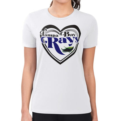 Tampa Bay Rays G-III 4Her by Carl Banks Women's Super-Slim Fit Lightweight Double Heart T-Shirt - White