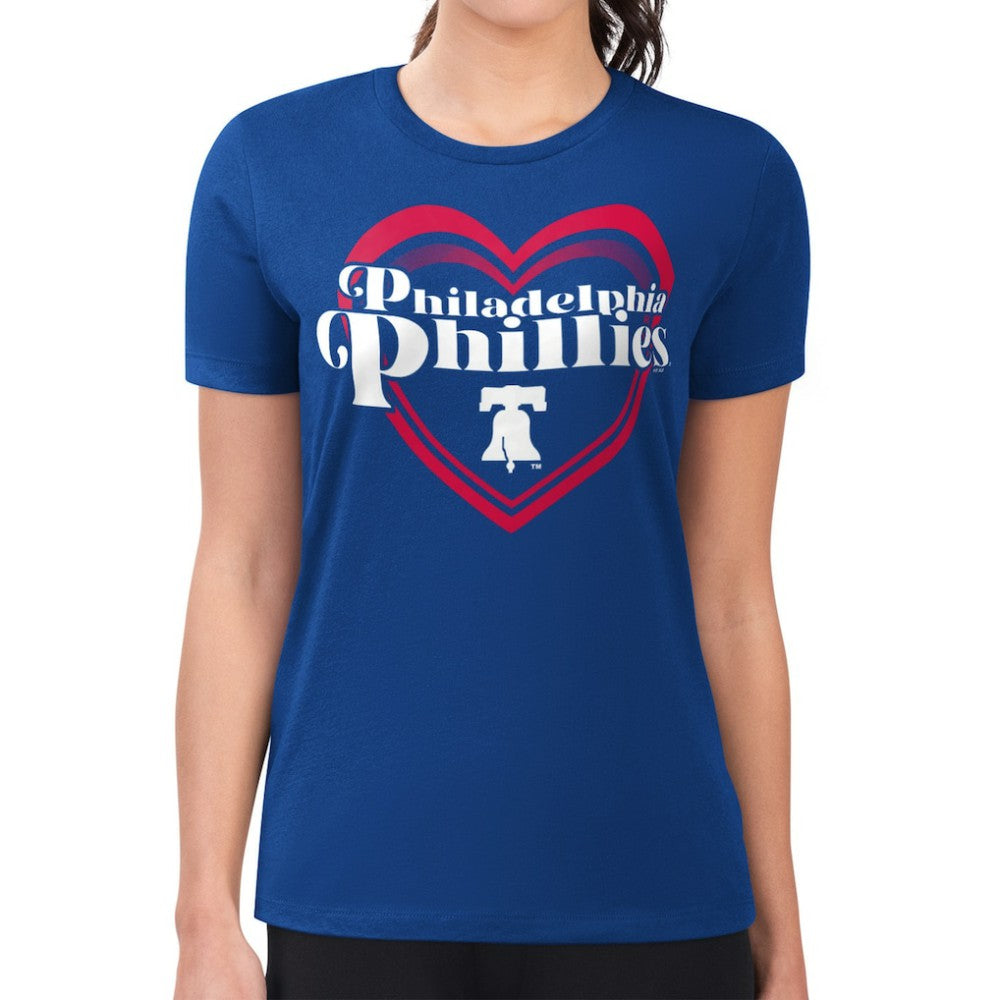 Philadelphia Phillies G-III 4Her by Carl Banks Women's Super-Slim Fit Lightweight Double Heart T-Shirt - Royal