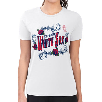Chicago White Sox G-III 4Her by Carl Banks Women's Super-Slim Fit Lightweight Retro Roses T-Shirt - White