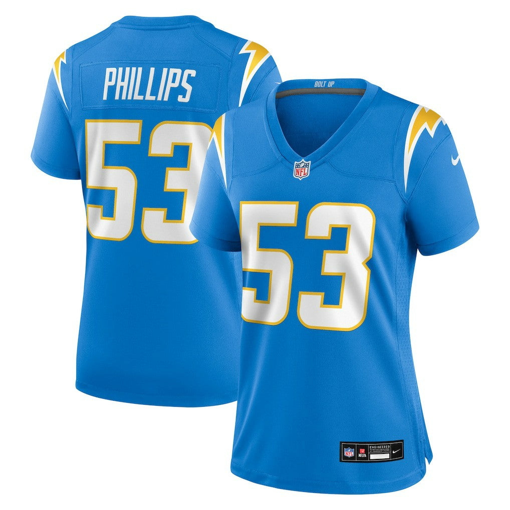 Del'Shawn Phillips Los Angeles Chargers Women's Team Game Jersey - Powder Blue | Nike for sale