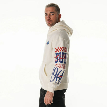 Buffalo Bills The Wild Collective Unisex Stacked Graphic Sleeve Fleece Hoodie - Cream discount