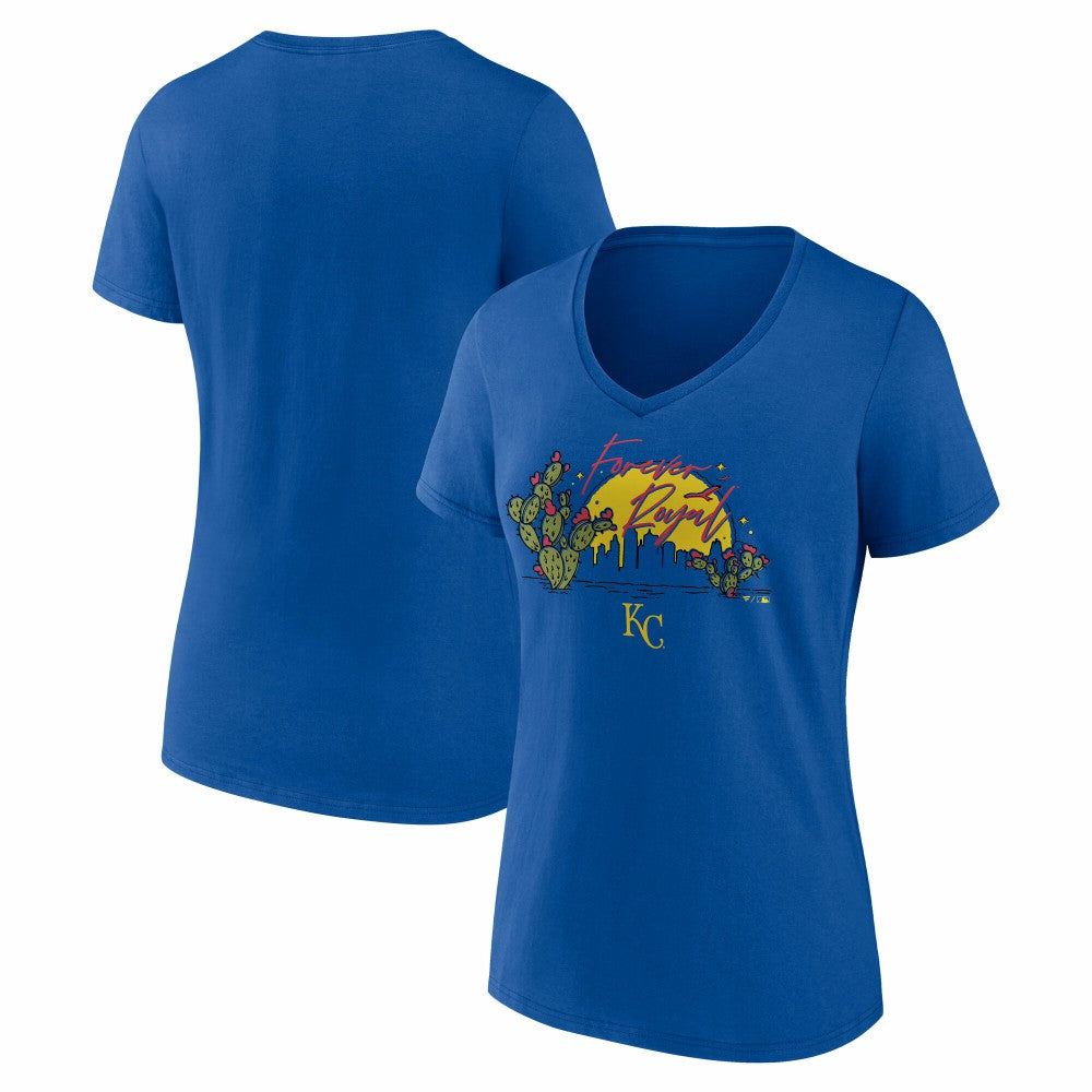 Kansas City Royals Women's Forever Royal Cactus V-Neck T-Shirt - Royal