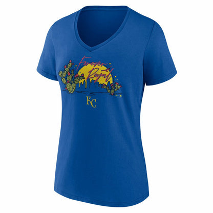 Kansas City Royals Women's Forever Royal Cactus V-Neck T-Shirt - Royal