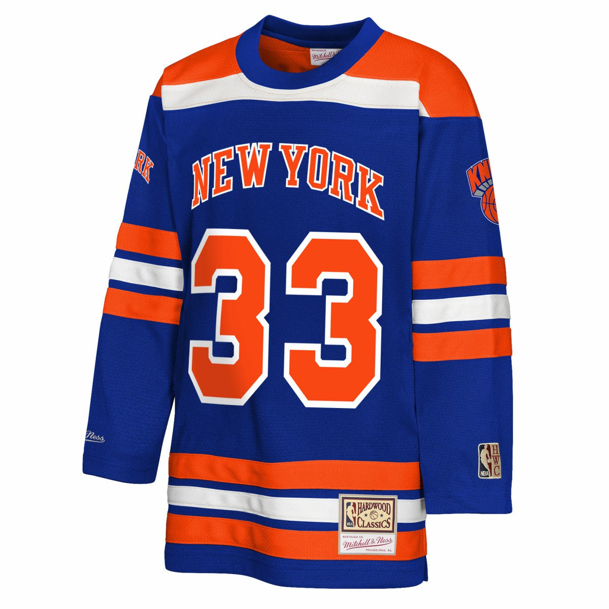 Patrick Ewing New York Knicks Youth Maxxed Out 2.0 Fashion Hockey Jersey - Blue | Mitchell & Ness online