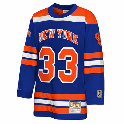 Patrick Ewing New York Knicks Youth Maxxed Out 2.0 Fashion Hockey Jersey - Blue | Mitchell & Ness online