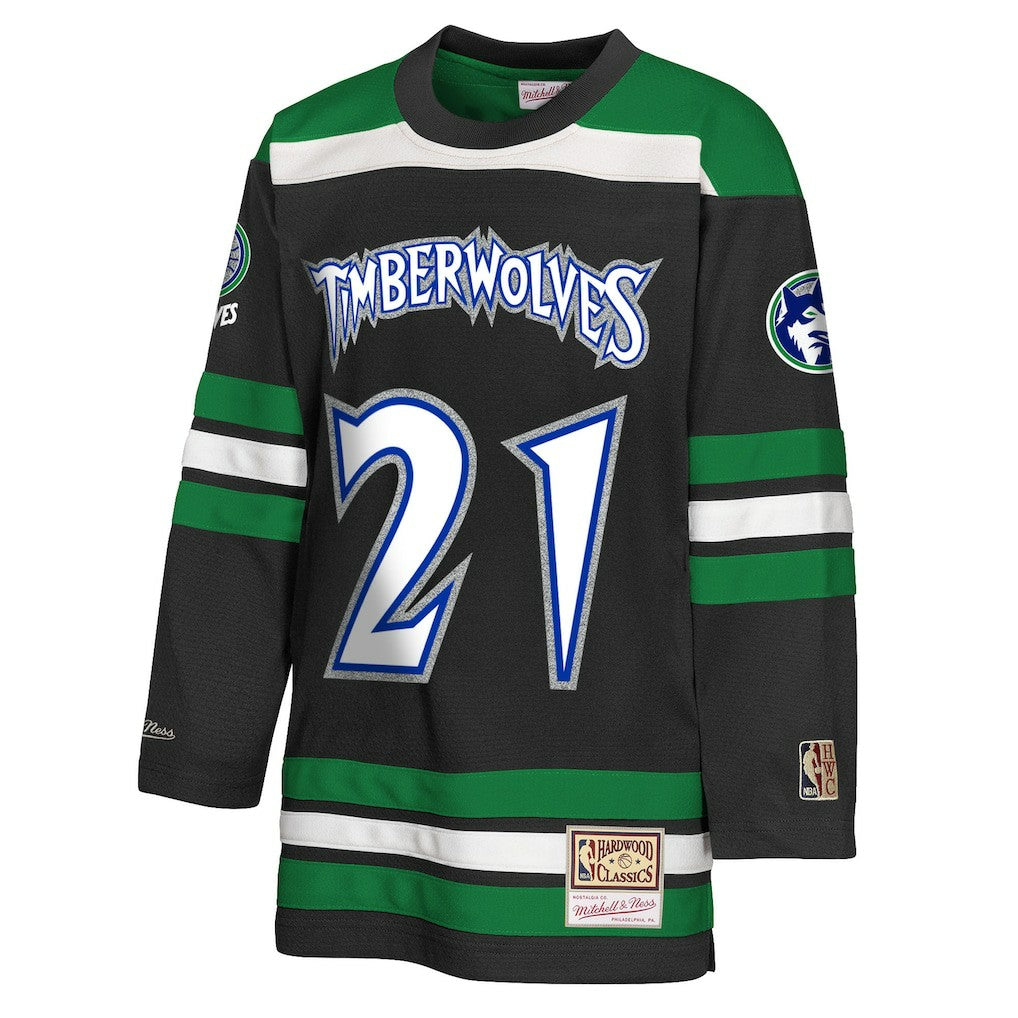 Kevin Garnett Minnesota Timberwolves Youth Maxxed Out 2.0 Fashion Hockey Jersey - Black | Mitchell & Ness sale