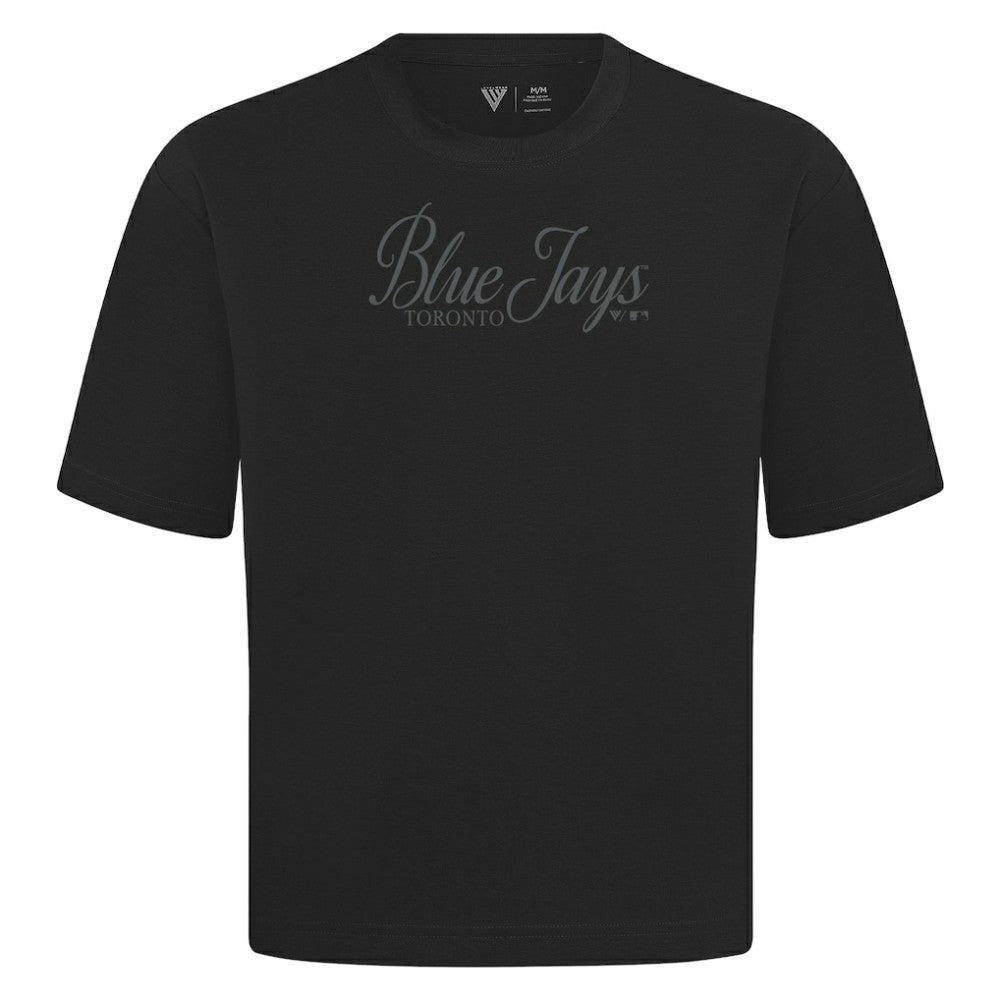 Toronto Blue Jays Levelwear Ethereal Oversized Luxe Signature Knit T-Shirt - Black