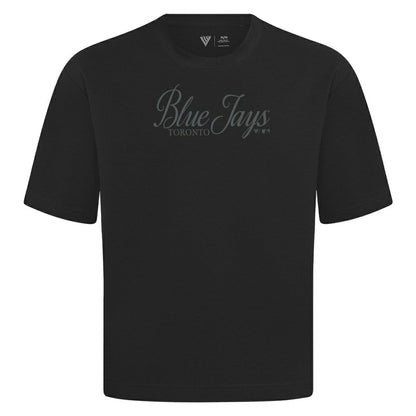Toronto Blue Jays Levelwear Ethereal Oversized Luxe Signature Knit T-Shirt - Black
