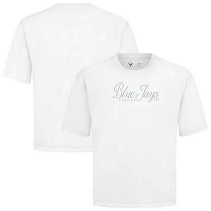 Toronto Blue Jays Levelwear Ethereal Oversized Luxe Signature Knit T-Shirt - White
