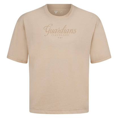 Cleveland Guardians Levelwear Ethereal Oversized Luxe Signature Knit T-Shirt - Khaki