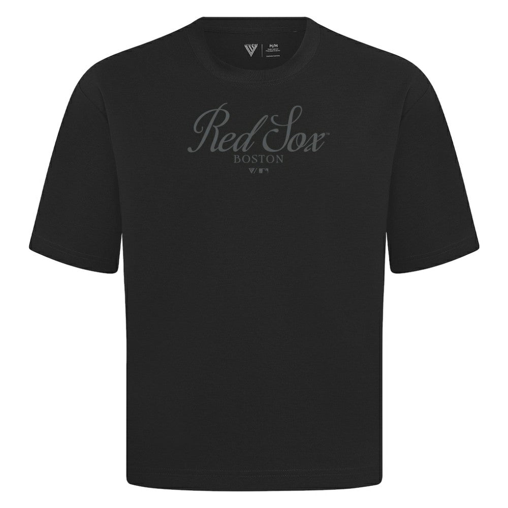Boston Red Sox Levelwear Ethereal Oversized Luxe Signature Knit T-Shirt - Black