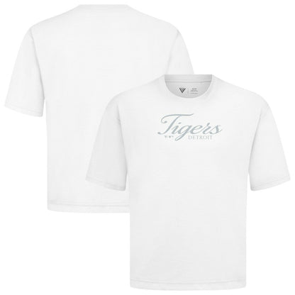 Detroit Tigers Levelwear Ethereal Oversized Luxe Signature Knit T-Shirt - White