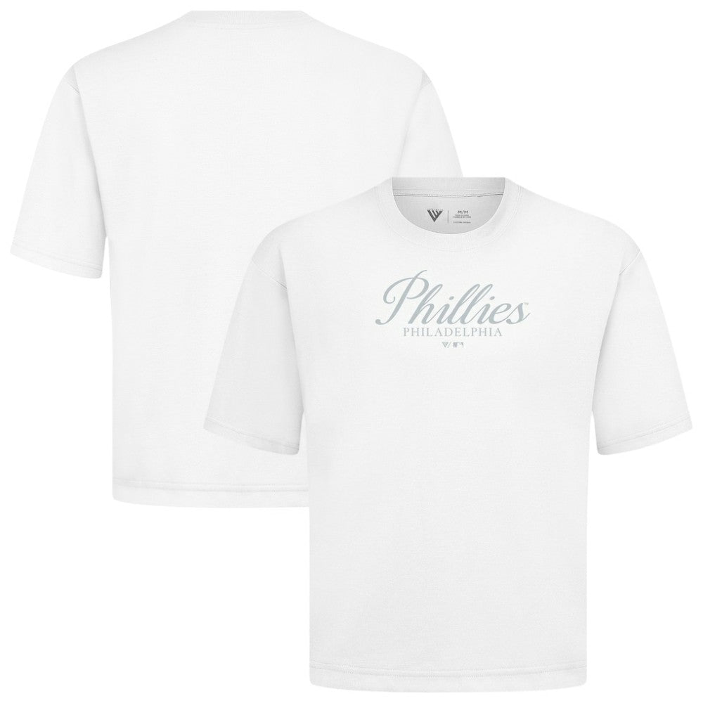 Philadelphia Phillies Levelwear Ethereal Oversized Luxe Signature Knit T-Shirt - White