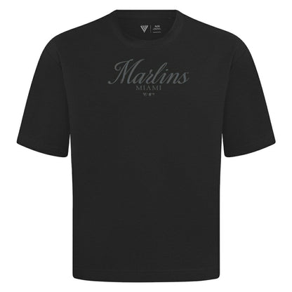 Miami Marlins Levelwear Ethereal Oversized Luxe Signature Knit T-Shirt - Black