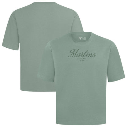 Miami Marlins Levelwear Ethereal Oversized Luxe Signature Knit T-Shirt - Green