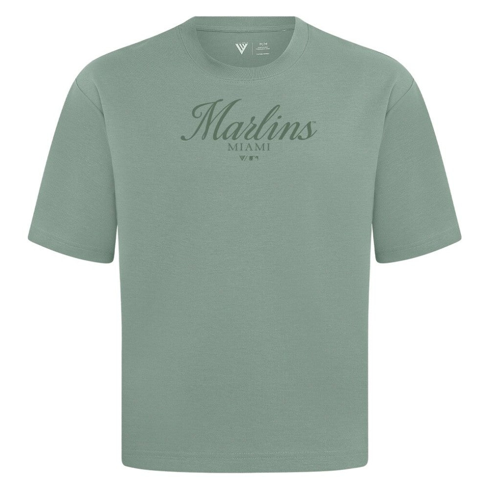 Miami Marlins Levelwear Ethereal Oversized Luxe Signature Knit T-Shirt - Green