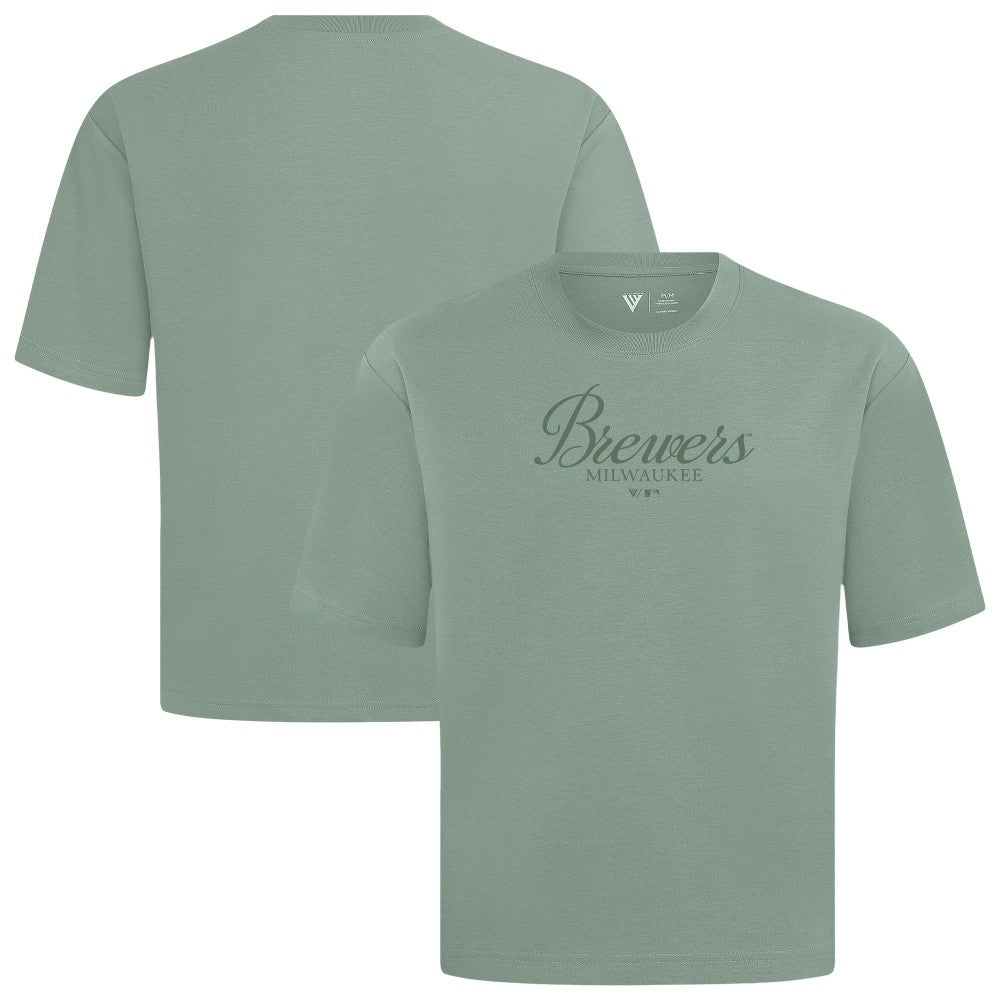 Milwaukee Brewers Levelwear Ethereal Oversized Luxe Signature Knit T-Shirt - Green