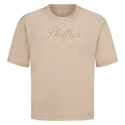 Philadelphia Phillies Levelwear Ethereal Oversized Luxe Signature Knit T-Shirt - Khaki