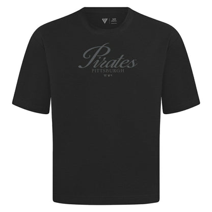 Pittsburgh Pirates Levelwear Ethereal Oversized Luxe Signature Knit T-Shirt - Black