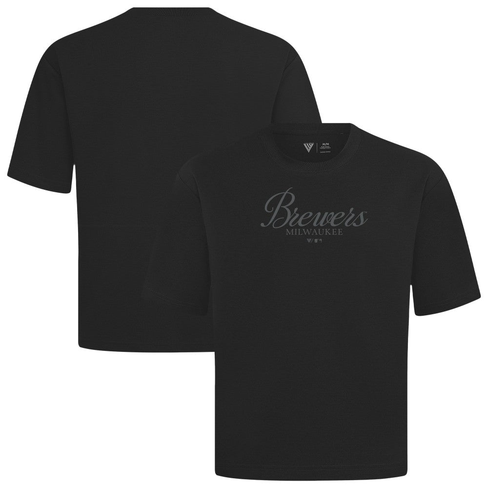 Milwaukee Brewers Levelwear Ethereal Oversized Luxe Signature Knit T-Shirt - Black