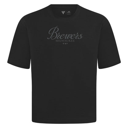 Milwaukee Brewers Levelwear Ethereal Oversized Luxe Signature Knit T-Shirt - Black