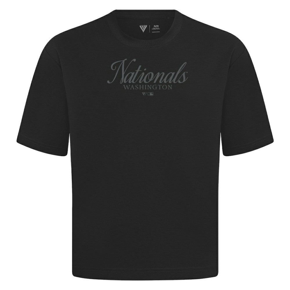 Washington Nationals Levelwear Ethereal Oversized Luxe Signature Knit T-Shirt - Black