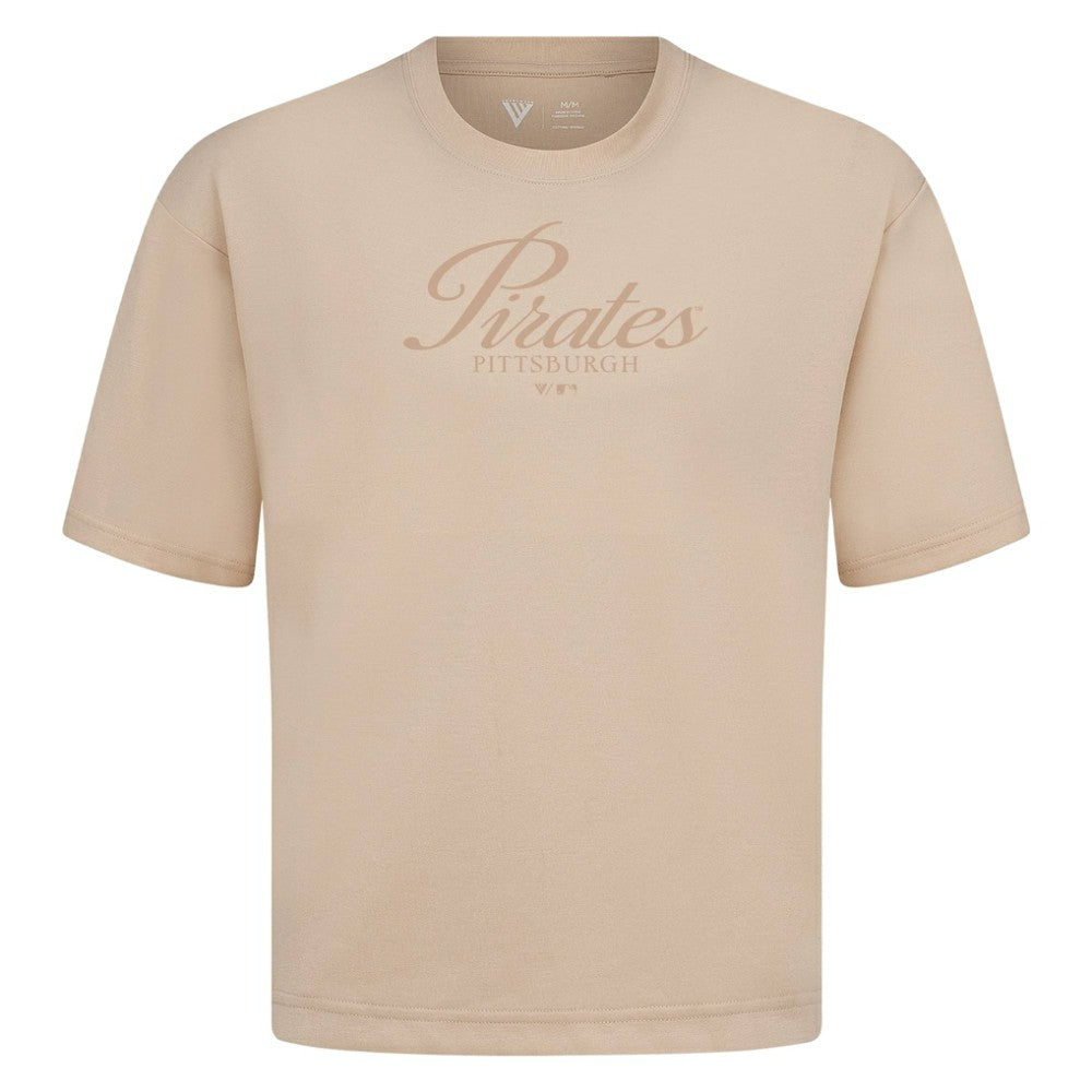 Pittsburgh Pirates Levelwear Ethereal Oversized Luxe Signature Knit T-Shirt - Khaki