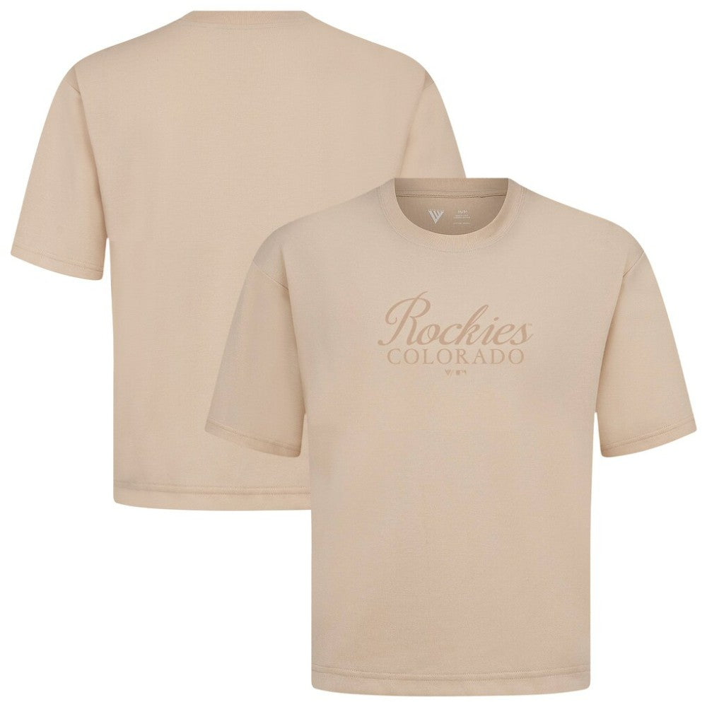 Colorado Rockies Levelwear Ethereal Oversized Luxe Signature Knit T-Shirt - Khaki