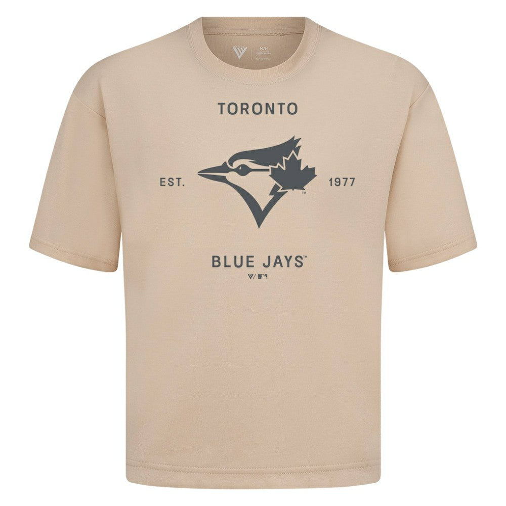 Toronto Blue Jays Levelwear Crossway Oversized Luxe Signature Knit T-Shirt - Khaki