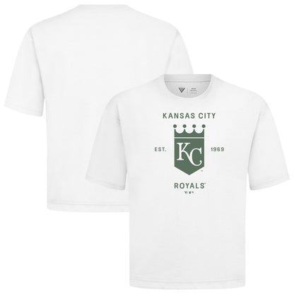 Kansas City Royals Levelwear Crossway Oversized Luxe Signature Knit T-Shirt - White
