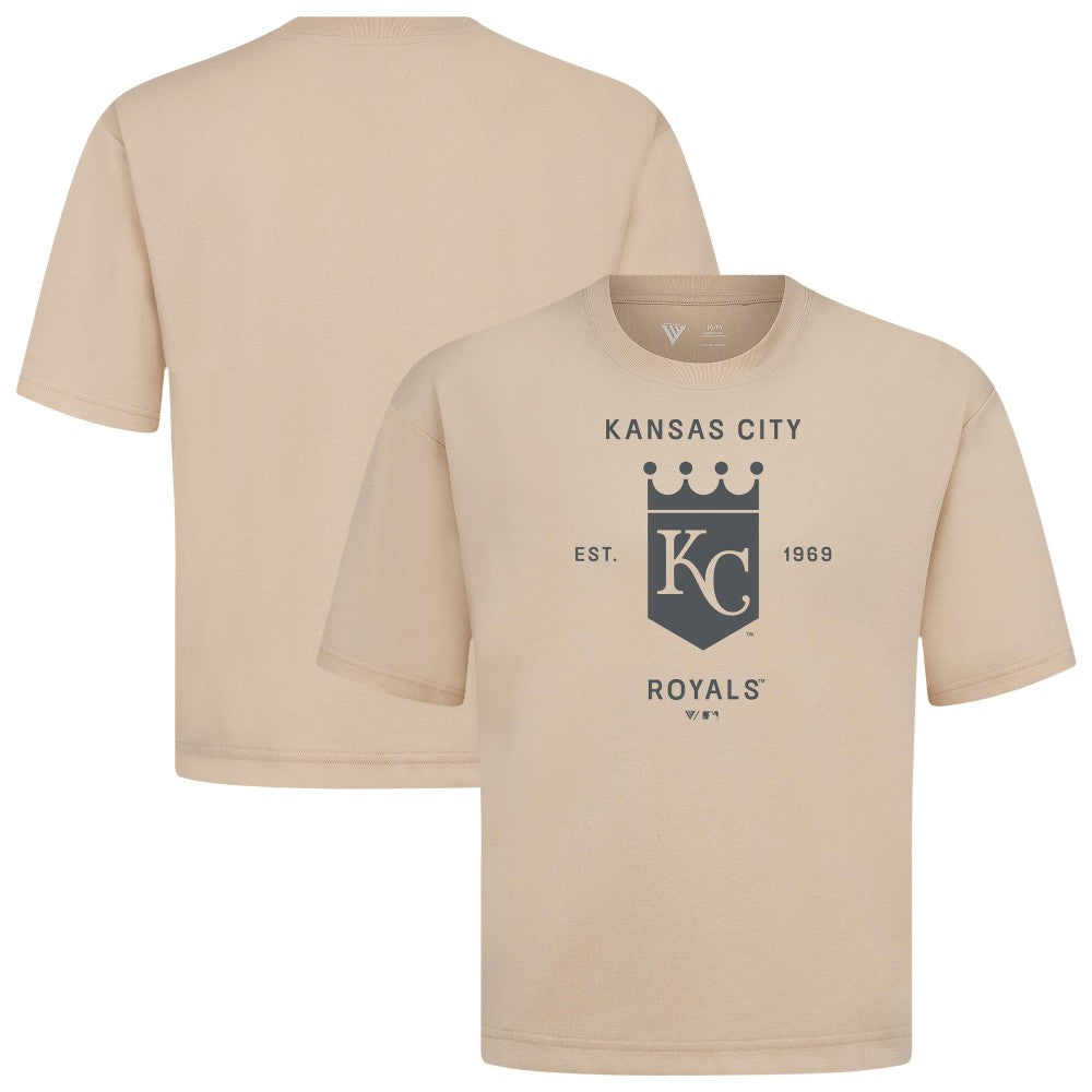 Kansas City Royals Levelwear Crossway Oversized Luxe Signature Knit T-Shirt - Khaki