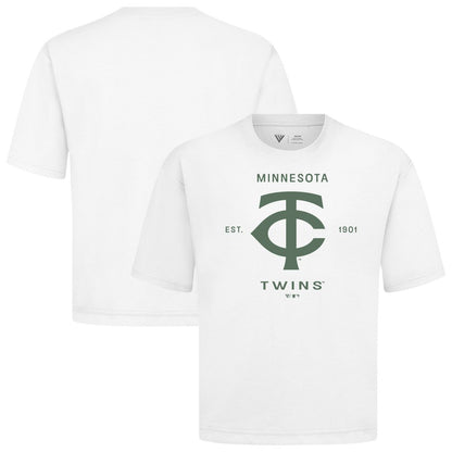 Minnesota Twins Levelwear Crossway Oversized Luxe Signature Knit T-Shirt - White
