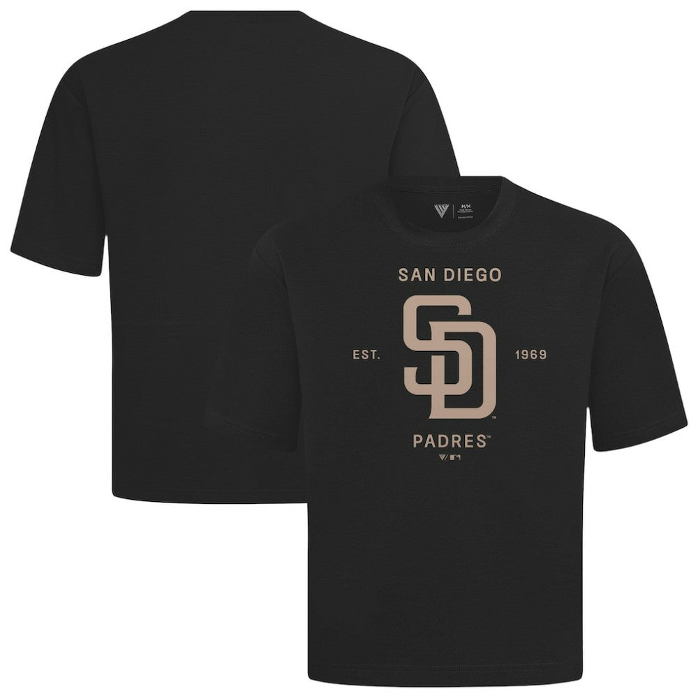 San Diego Padres Levelwear Crossway Oversized Luxe Signature Knit T-Shirt - Black