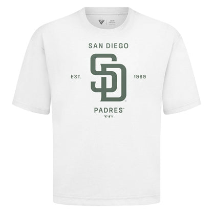 San Diego Padres Levelwear Crossway Oversized Luxe Signature Knit T-Shirt - White