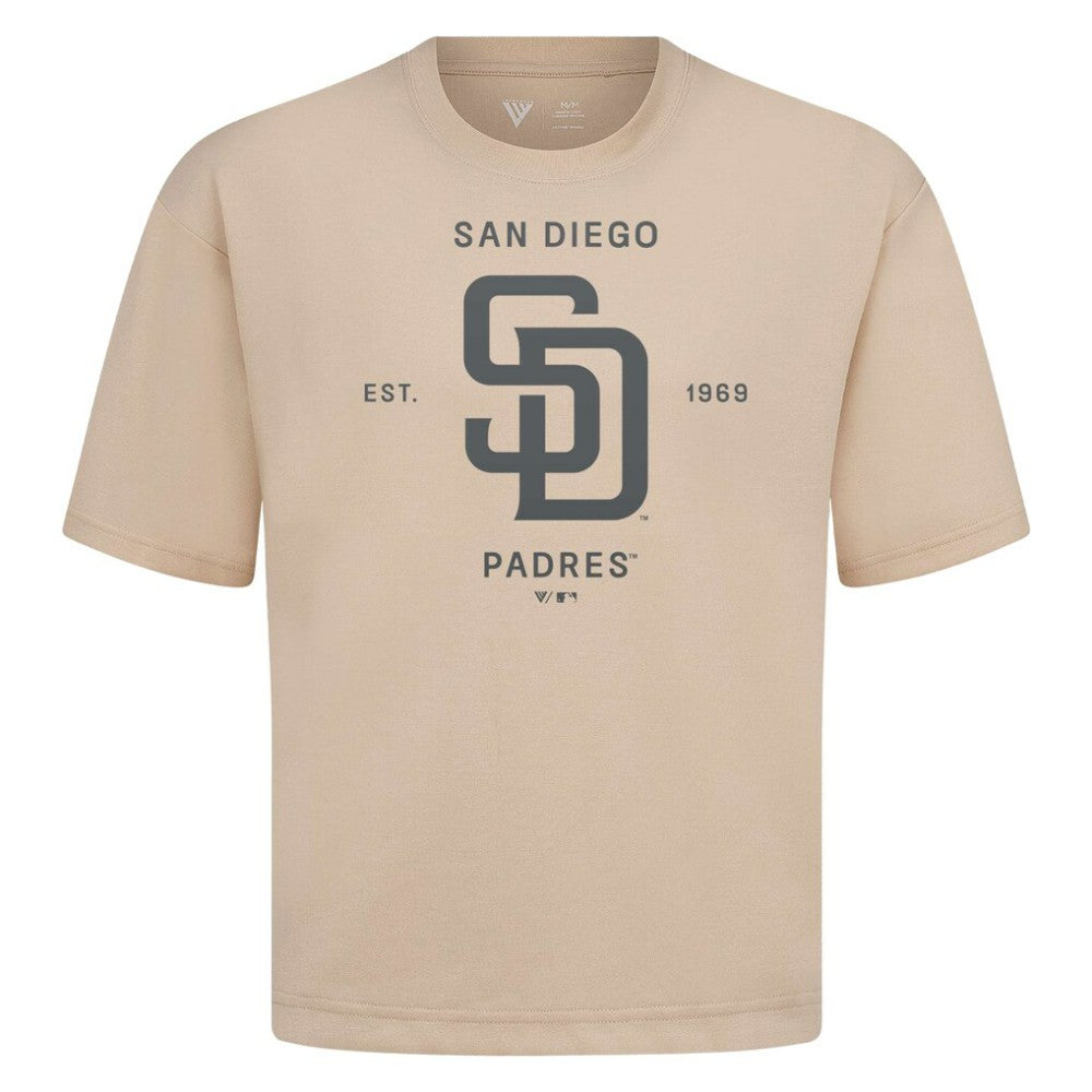 San Diego Padres Levelwear Crossway Oversized Luxe Signature Knit T-Shirt - Khaki