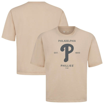 Philadelphia Phillies Levelwear Crossway Oversized Luxe Signature Knit T-Shirt - Khaki