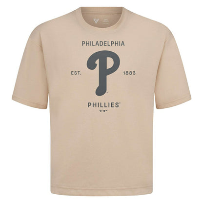 Philadelphia Phillies Levelwear Crossway Oversized Luxe Signature Knit T-Shirt - Khaki