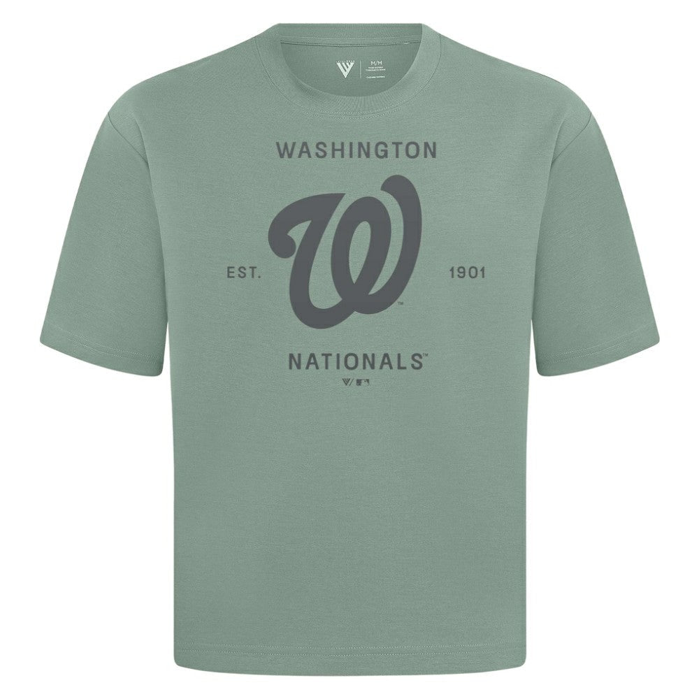 Washington Nationals Levelwear Crossway Oversized Luxe Signature Knit T-Shirt - Green