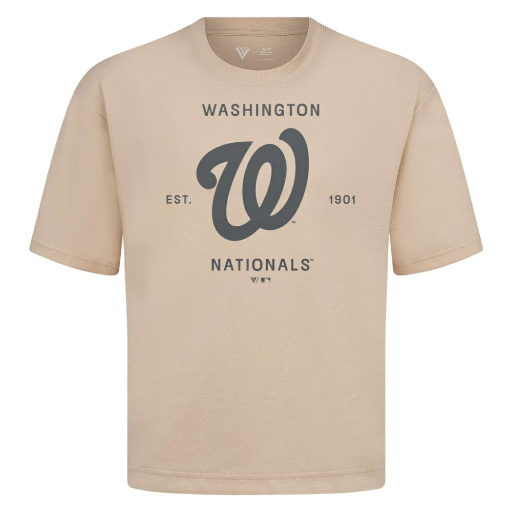 Washington Nationals Levelwear Crossway Oversized Luxe Signature Knit T-Shirt - Khaki